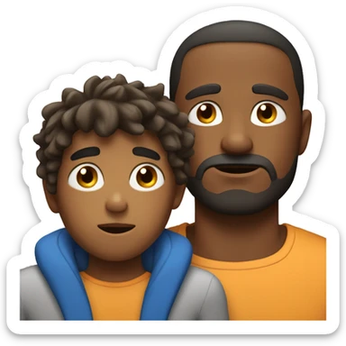 Tired son and dad after exercising  sticker