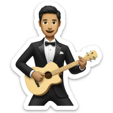 Asian playing guitar in a tuxedo sticker