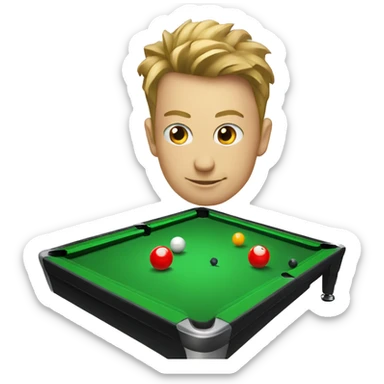 billiards with cue sticker