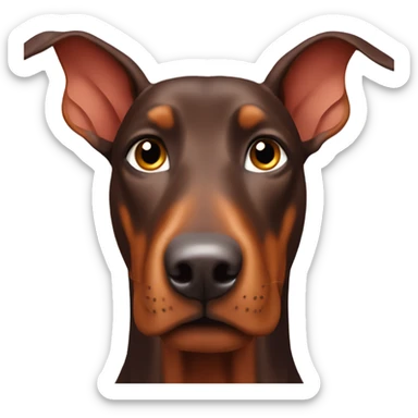 Red Doberman without cropped ears face facing front happy expression  sticker