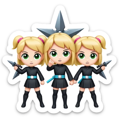 Powerpuff girls holding ninja stars  sticker