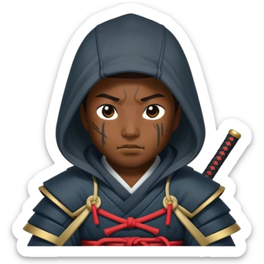  a samurai warrior with a hood and scars  sticker