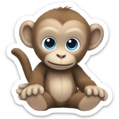 Light brown body, light blue eyes, baby monkey, jellycat stuffed animal sticker