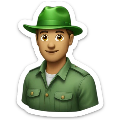 a man with green hat sticker
