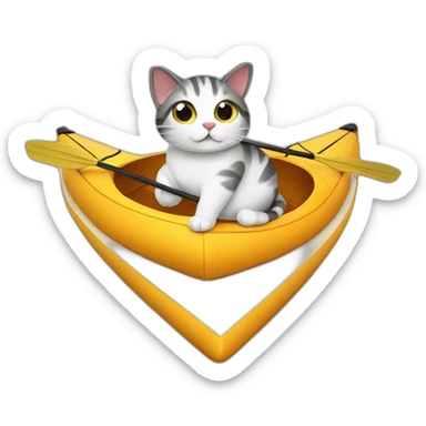 cat in a kayak sticker