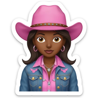 dark skin cowgirl with pink hat sticker