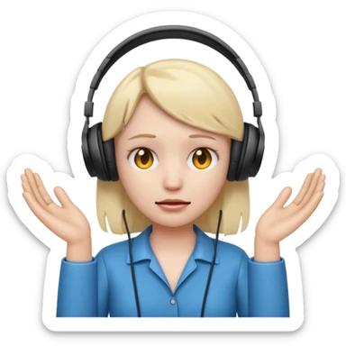 emoji with head phone holding both hands listening looks like sad  sticker