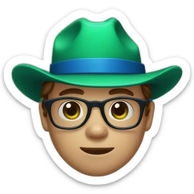 A cow boy with a green skin and a blue glasses sticker