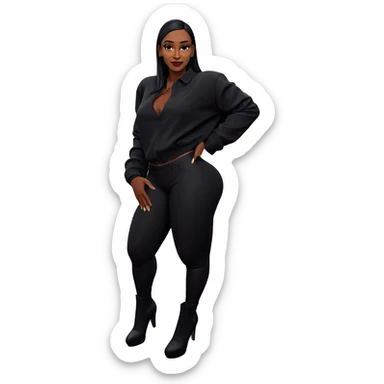 stylish dark-skinned woman portrait sticker
