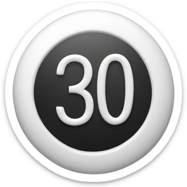 white circle  and the number 30 in black in the middle of the circle.  sticker