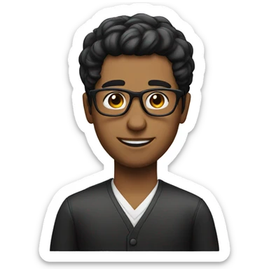 Barist with black hair and glasses sticker