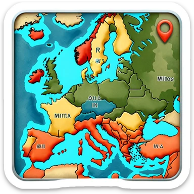 strategic military map with military objects sticker