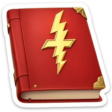 A fiery red book with golden details, a textured, leather-like cover, a flaming sword, or a lightning bolt, radiating power, resilience, and the fire of transformation-- the inner strength book sticker