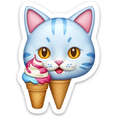 kitty eating ice cream sticker