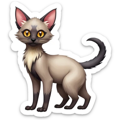 Colorful exotic tropical shiny Fantasy-Siamese-Fakémon-Lykoi-feline-hybrid (full body) sticker