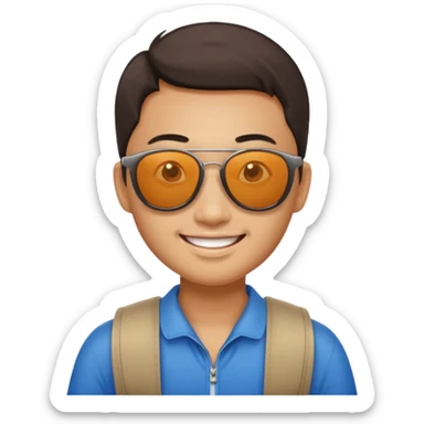 Photorealistic Chinese tourist wearing sunglasses sticker