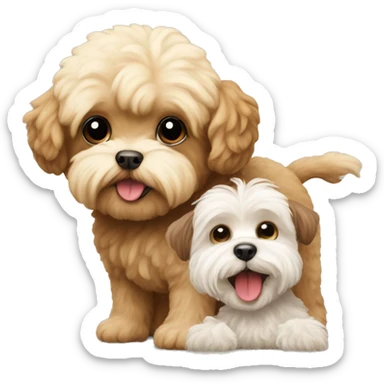 Maltipoo with a monkey sticker