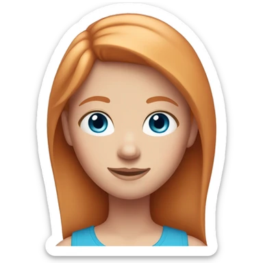 Girl with straight ginger hair and blue eyes and pink top sticker