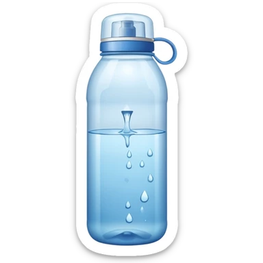an empty bottle of water, being refilled sticker