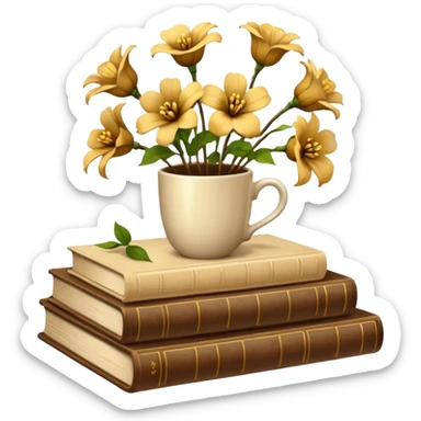 Kahve çiçek kitap sticker