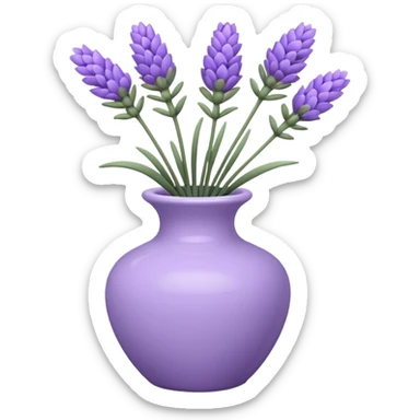 A small white vase holding one lavender flower. sticker