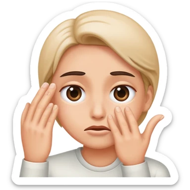 Rolling eyes with hand sticker