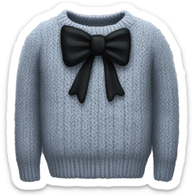 Knitted sweater with black bow sticker