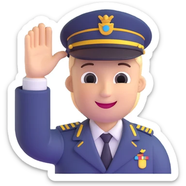cheerful face saluting, showing approval sticker