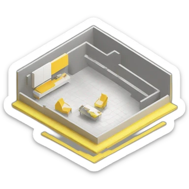 isometric transparent square floor layout lines solid yellow outline border sticker