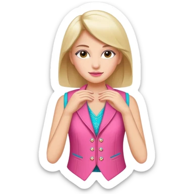 a stylish women’s vest, sleeveless, elegant and decorative design, in a bright pink color with small cute details, feminine and fancy look, no background, ONLY VEST sticker