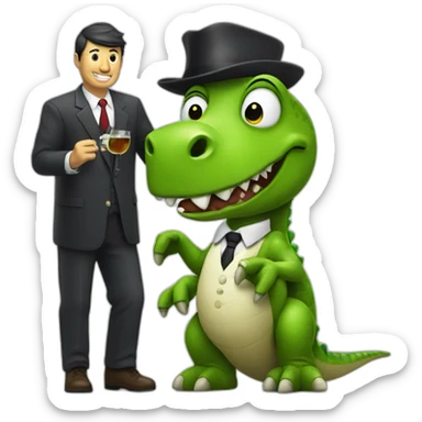 taxman with tipsy dinosaur sticker