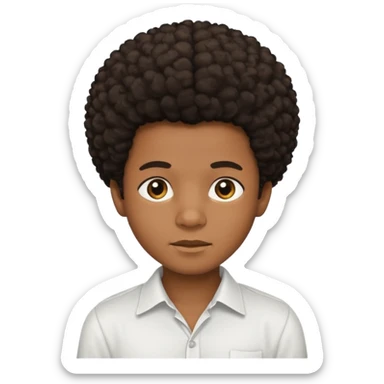 afro brown skin boy in white shirt sticker