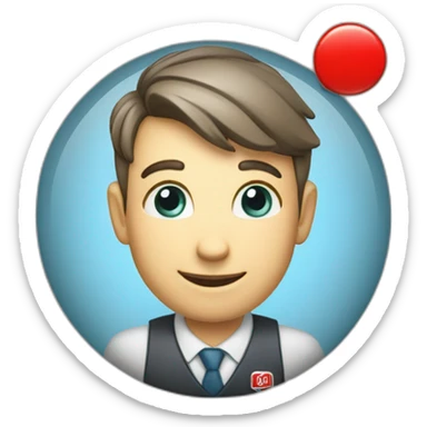 Employee of the real estate agency "Floors" with a red badge sticker