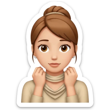 Girl with her hands around her neck  sticker