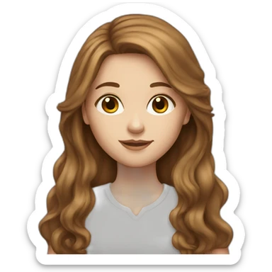White girl with long brown hair sticker