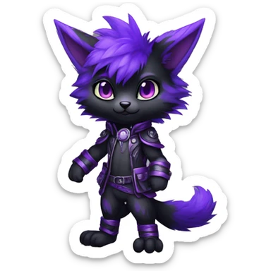Anthro-Edgy-Cool-Black-Purple-Contrast-Colors-Fantasy-Fur-Sona-Chibi-Shiny-Fakémon-Hybrid full body sticker