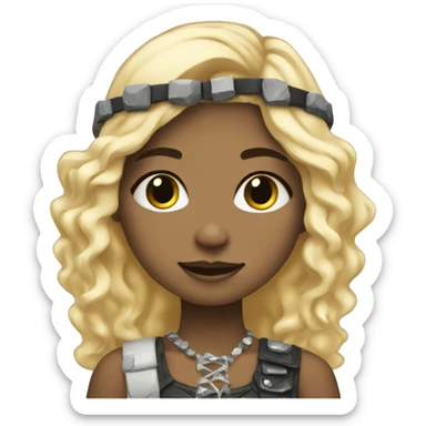 Cute rock girl with blond hair with rock accessories  sticker
