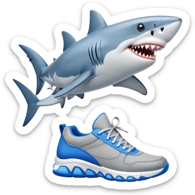 Shark wearing blue shoes sticker