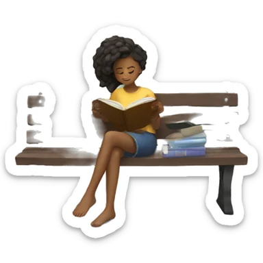 girl reading on bench by window cozy  sticker