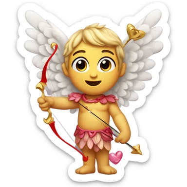 Realistic Cupid holding his heart bow sticker