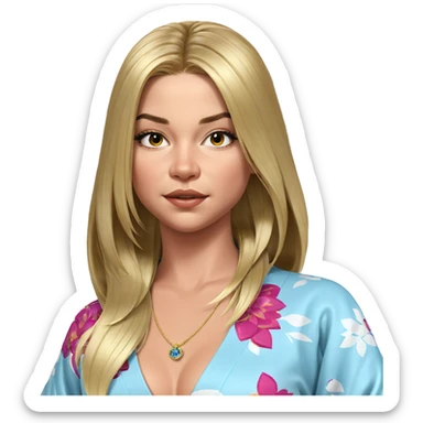 blonde girl in elegant kimono sticker