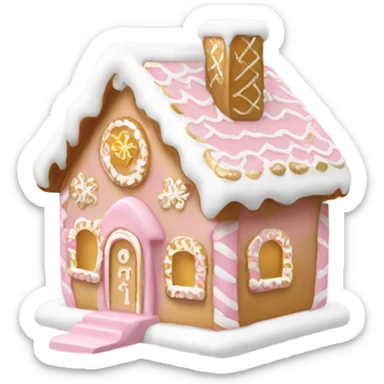 light pink and gold and white gingerbread house sticker