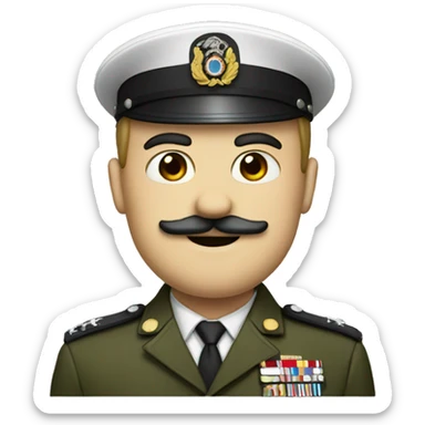 Military officer with a small square moustache  sticker