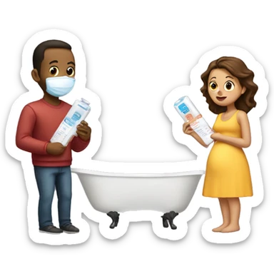 couple looking at pregnancy test sticker