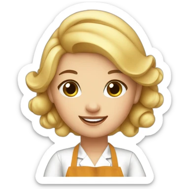 Blond girl in apron making croissants sticker