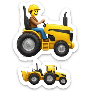 a happy person driving big yellow tractor sticker