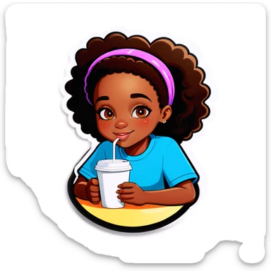 Black girl with a cup  sticker