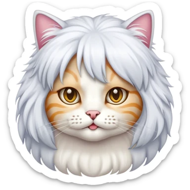 A cat wearing a wig sticker
