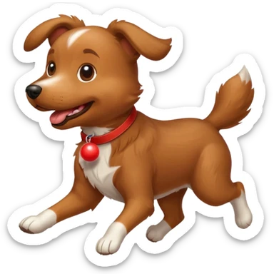 happy dog running after ball sticker