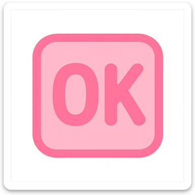 pink square with rounded 'OK' text sticker